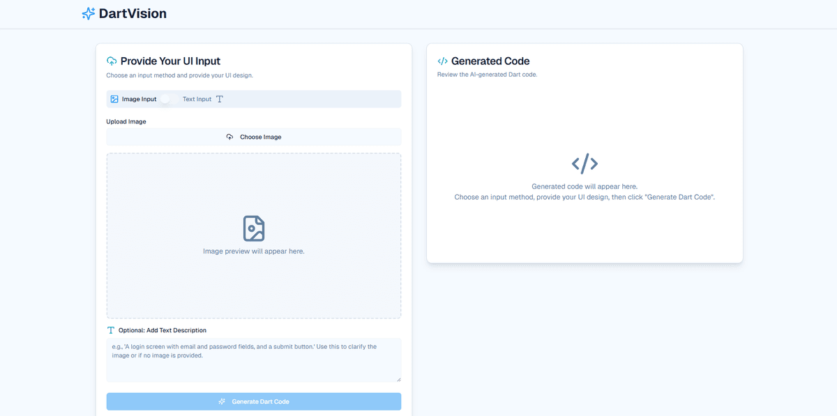 DartVision: Pembuat Kode Flutter/Dart Bertenaga AI
